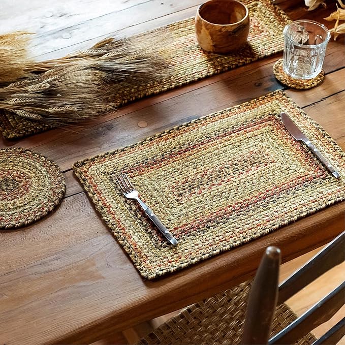 Homespice Kingston Jute Braided Coasters 4", Warm Country Decor, Set of 6, Multicolor - Durable, Absorbs Moisture, Easy to Clean and Protects Furniture