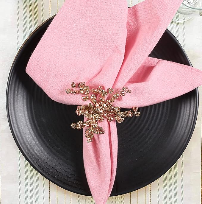 Copper Gold Beaded Napkin Ring Set of 12 - Elegant Beautiful Fancy Decorative Napkin Holder for Dining Table Décor, Easter, Farmhouse, Wedding, Party, Thanksgiving, Everyday Use