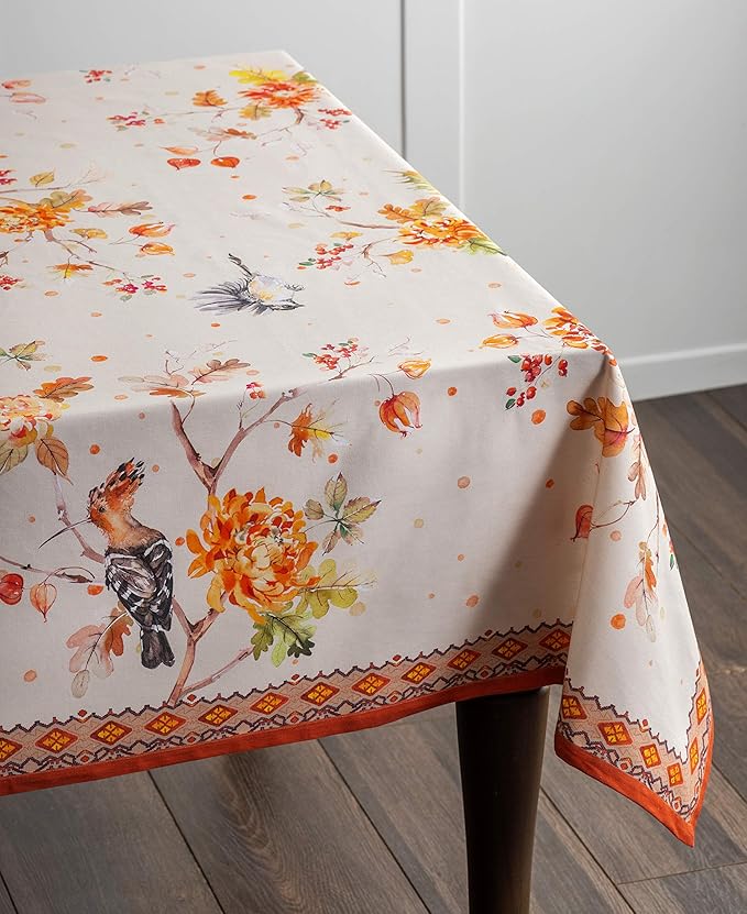 Maison d' Hermine Table Cloth Rectangle Table 100% Cotton 70 x 108 Inches Fall Tablecloth Reusable Everyday Use for Thanksgiving Christmas Decorations Dining Farmhouse Party (Kelim - Prairie)