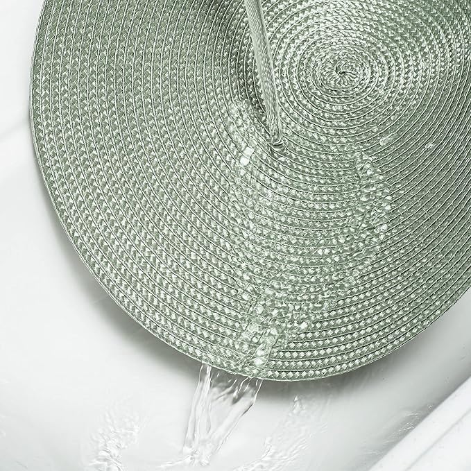 AHHFSMEI Round Braided Placemats 15 Inch Round Table Mats for Dining Tables Natural Woven Heat Resistant Place mats Set of 8 (Sage Green,8)