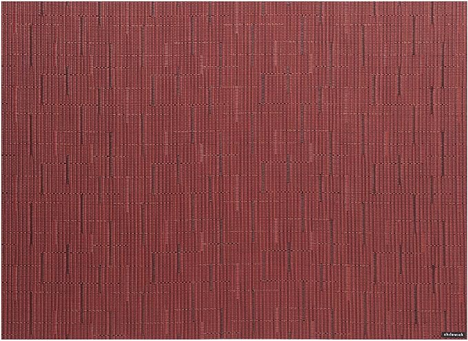 Chilewich Bamboo Placemats Set of 4 - Woven Rectangle Placemats - Reusable, Stain-Resistant, Indoor/Outdoor Tabletop Protection - 19" x 14" - Cranberry