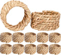CLEENTABLE Jute Napkin Ring, Nautical Woven Napkin Rings Set of 12 - Handcrafted Cane Table Decor, 1.5" Diameter Coastal Napkin Holders for Weddings, Parties & Everyday Dining (Natural)