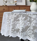 Warm Home Designs 70 Inch Round Tablecloth with English Rose Design. Use as Circle Tablecloth, Rustic Tablecloth or as Elegant Lace Table Cloth. White Table Clothes for 4-6 Guests. LTC White 70"