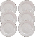 6-Piece Farmhouse Salad Plates Set, BPA Free and Chip Resistant 9-Inch Lightweight Round Melamine Plates, White Plate for Dessert, Salad, Appetizer, and Cake, Small Dinner Plate