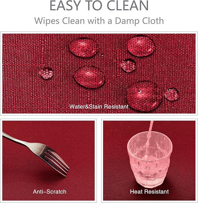 Rectangle Tablecloth Waterproof 60x120 inch Linen Textured Table Cloth Stain and Wrinkle Resistant Washable, Decorative Fabric Table Cover for Dining, Party and Camping, Red