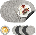 13" Round Placemats Set of 6, NCUE Dual-Sided Faux Leather Heat Resistant Table Mats, Waterproof Oilproof Washable Protective Table Placemats with Coaster, Wipeable Vinyl for Indoor & Outdoor Use