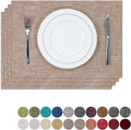 Kevin Textile Set of 4 Placemats Heat Resistant Dining Table Place Mats Kitchen Table Mats, 13"x19", Natural Linen