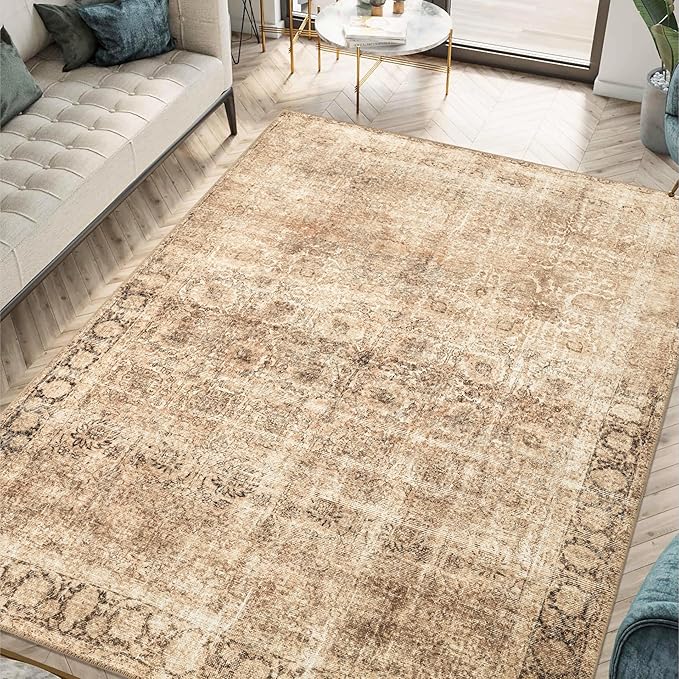 Keen Home Design 9x12 Rug - Machine Washable Area Rug with Non-Slip Backing, Ideal for Living Room, Dining Room, Bedroom - Vintage, Easy Clean, Durable, Low Pile - (9' x 12')
