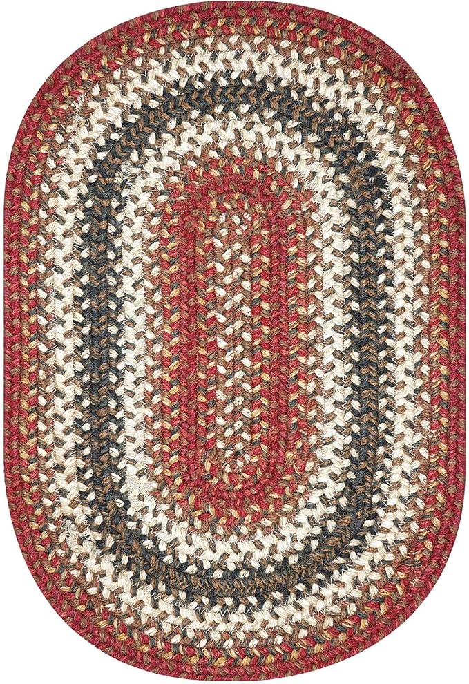 Homespice Chester Jute Braided Oval Placemats, Warm Lodge and Cabin Decor, Set of 6, 13x19 Red Table Mats - Vibrant Colors, Durable, Easy to Clean and Protects Furniture