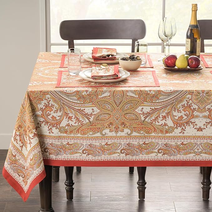 Maison d' Hermine Table Cloth Square Table 100% Cotton 54 x 54 Inches Tablecloth Reusable Decorative Everyday Use for Dining Room, Farmhouse, Home, Party, Festive & Wedding - Kashmir Paisley