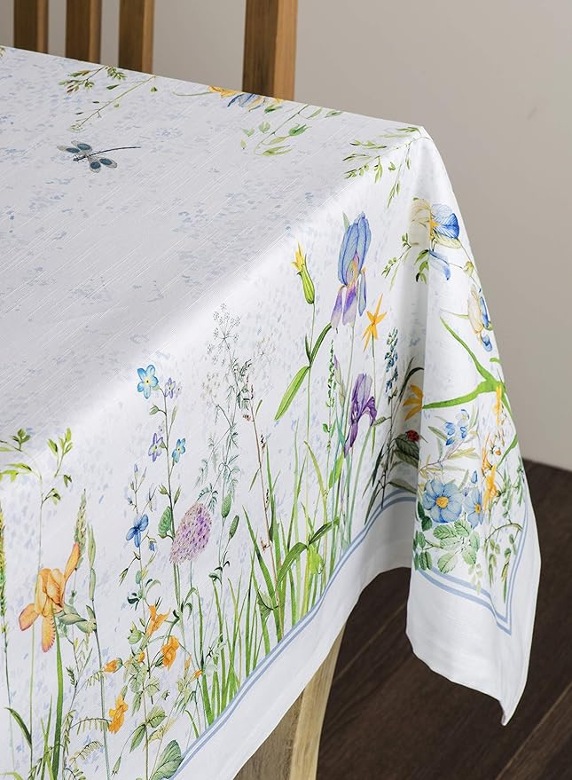 Maison d' Hermine Table Cloth Rectangle Table 100% Cotton 60 x 90 Inches Tablecloth Reusable Decorative for Dining Room Farmhouse Home Valentines Day Decorations Spring Summer - Fleurs De Mai