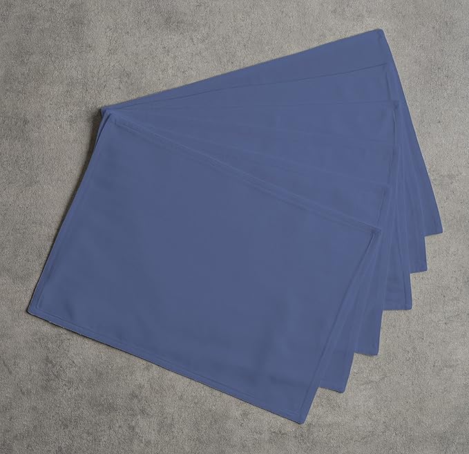 Calicot Placemats Set of 6 100% Cotton Washable Cloth Place Mats, Reusable Table Mats for Spring/Summer & Thanksgiving Christmas Decorations Kitchen Dining Party Wedding (Blue Grey, 13" x 19")