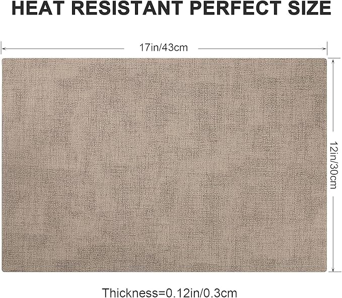 Leather Heat Resistant Placemats Set of 6 Waterproof Wipeable Washable PU Table Mats,Easy to Clean Anti-Slip Place Mats (Light Brown, 6)
