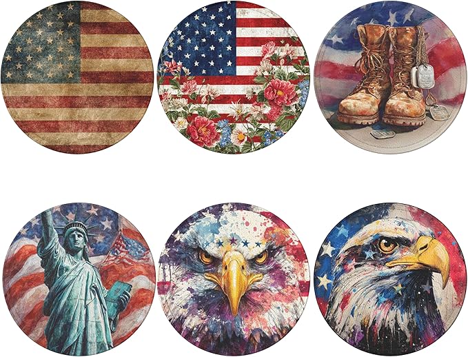 America Coasters Leather Round Drink Coasters 6 Pcs Set with Holderor for Cup Drink Coffee Table Bar Home Decor