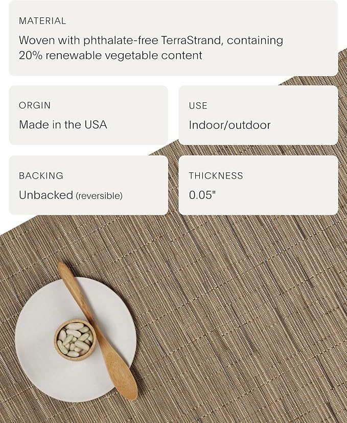 Chilewich Bamboo Placemats Set of 4 - Round Woven Placemats - Reusable, Stain-Resistant, Indoor/Outdoor Tabletop Protection - 15" - Camel