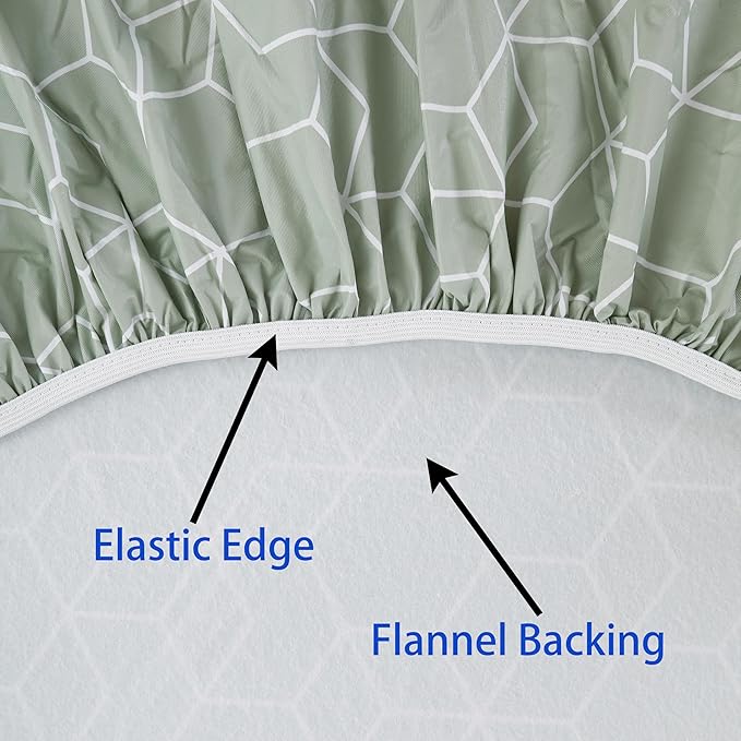Walrus Round Vinyl Fitted Tablecloth with Flannel Backing Elastic Edge Design Table Cover Waterproof Oil-Proof PVC Table Cloth Stain-Resistant Best for 57"-66" Round