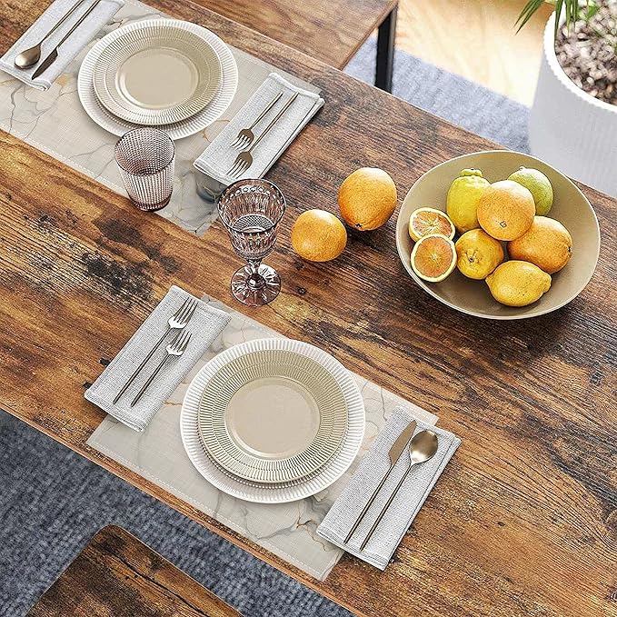 Placemats Set of 6 Abstract White Marble Texture Place Mats Washable Kitchen Dining Linen Table Mats Stain Heat, for Home Party Indoor 12x18 in