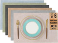 UnivoColors Set of 6 Faux Linen Placemats, Heat-Resistant & Easy-to-Clean,13"x19"for Dining Table, Kitchen, Holiday Meals (6 Colors Included)