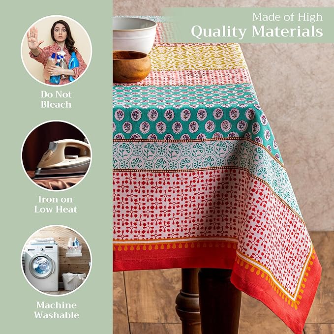 Maison d' Hermine Table Cloth Rectangle Table 100% Cotton 54 x 72 Inches Tablecloth Reusable Decorative for Dining Room Farmhouse Home Valentines Day Decorations Spring Summer - Provence