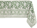 ATOSII Meraki Green 100% Cotton Spring Summer Tablecloth, Block Print Rectangle Table Cover - Dining, Parties, Outdoors, Weddings, Grand Millennial Decor 60 X 60 Inches I 4 Seater I