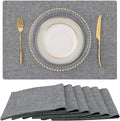 homing Cotton Linen Placemats Set of 6, Cloth Washable Farmhouse Dining Table Mats for Indoors & Outdoors, Easy to Clean, Dark Grey, 13 x 19 Inch