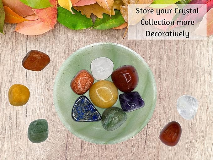 Green Aventurine Crystal Bowl - 2 Inch Decorative Bowls for Room and Home Decor - Gemstone Healing Crystals for Elegant Display, Positive Energy Balance and Gift