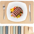 Heat Resistant Placemats Set of 2, 17x12in Waterproof Wipeable Faux Leather Non Slip Table Mats, Easy to Clean, Stain Resistant, for Kitchen Dining Room-– Warm Tan