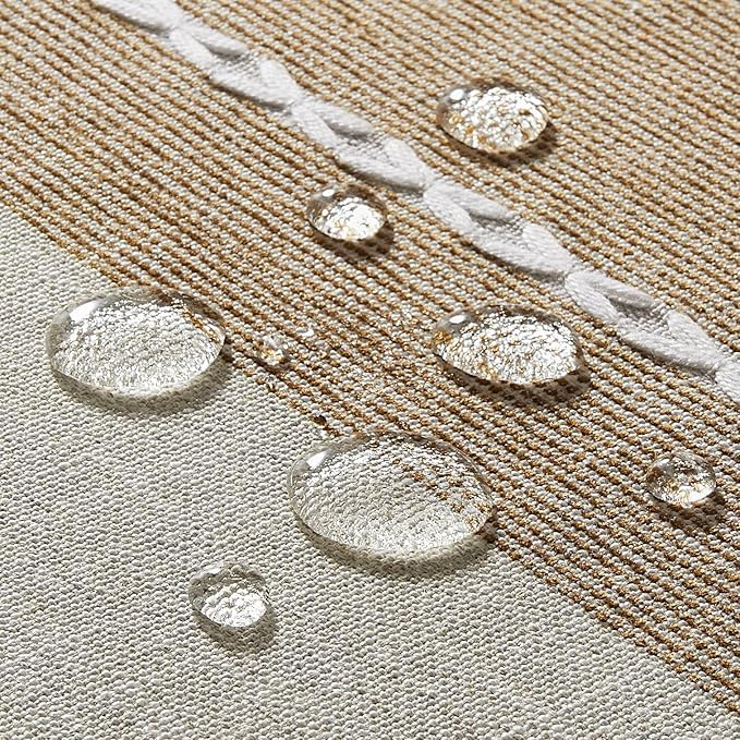 ZeeMart Contrast Linen Table Cloth Rectangle Table Cloths 54x108 Inch Brown, Farmhouse Style Heavy Weight Beige Tablecloth, Water Resistant Burlap Tablecloth