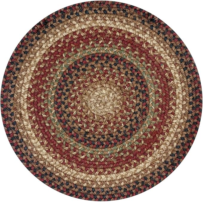 Homespice Gingerbread Round Braided Placemats, Warm Country Decor, Set of 2, 15", Brown Jute Table Mats - Vibrant Colors, Durable, Easy to Clean and Protects Furniture