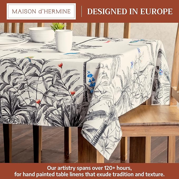 Maison d' Hermine Table Cloth Rectangle Table 100% Cotton 60 x 120 Inches Fall Tablecloth Reusable Everyday Use for Thanksgiving Christmas Decorations Dining Farmhouse Party (Amazonia)