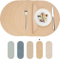 Round Wipeable Placemats Set of 2 – Faux Leather Round Table Mats, Waterproof & Washable Vinyl Placemats, Circle Design for Dining Table Decor– Warm Tan