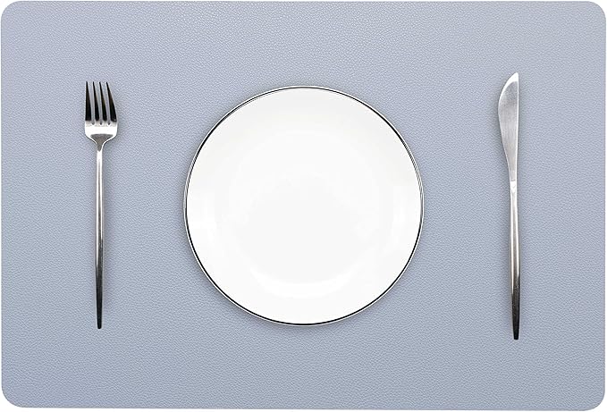Wipeable Placemats Leather Table Mats Waterproof Heat-Resistant Easy to Clean for Dining Table Set Kitchen Table (2, Pale Blue)