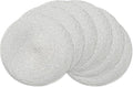 AHHFSMEI Round Braided Placemats 15 Inch Round Table Mats for Dining Tables Natural Woven Heat Resistant Place mats Set of 6 (Silver Shine)