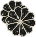 Washable Waterproof Diamond Circle Placemats for Round Tablescape Decor for Dinner and Kitchen Bling Placemats for Weddings & Special Events (Black)-2PCS