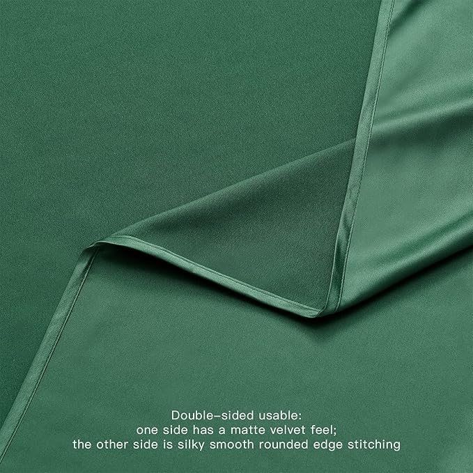 BALCONY & FALCON Rectangle Tablecloth Waterproof Table Cover Fuzzy Linen and Satin Double-Sided Usable Table Cloth for Dining, Kitchen, Cafe, Parties and Outdoor Use (Hunter Green 57x118)