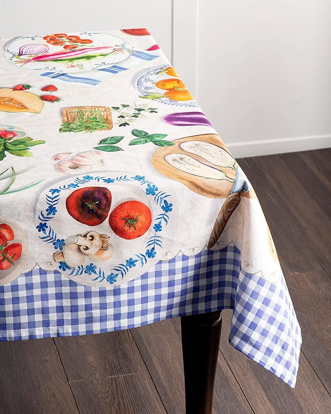 Maison d' Hermine Table Cloth Square Table 100% Cotton 54 x 54 Inches Tablecloth Reusable Decorative for Dining Room Farmhouse Home Valentines Day Decorations Spring Summer - Gourmand