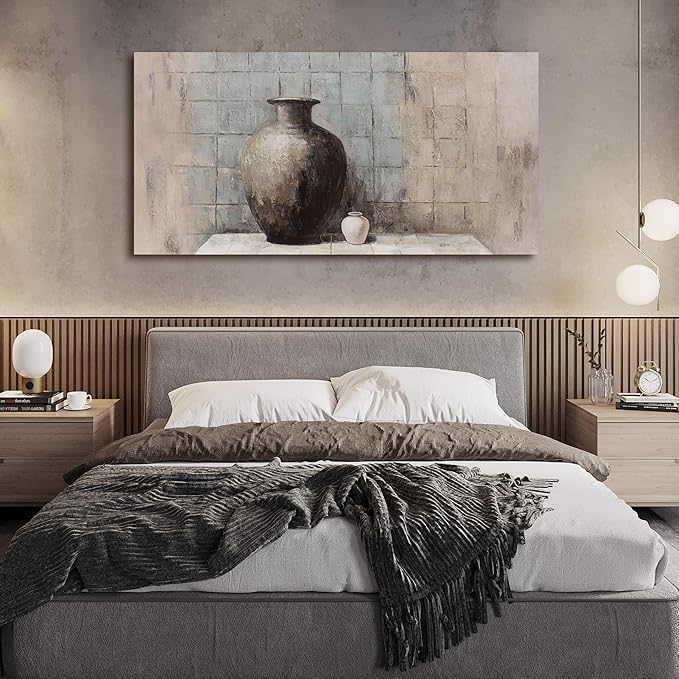 Paintings Home Decor Vintage Wall Decor Wall Decorations Rustic Farmhouse Wall Art Vase Painting Framed Art Abstract Canvas Wall Art for Living Room Bedroom Dining Room Home Office Decor 29"X58"