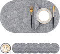 Homaxy Round Faux Leather Placemats and Coasters, Washable Dual-Side Table Mats, Wipeable Heat-Resistant Dining Place Mats for Outdoor and Indoor, Set of 8, Diameter 13 and 3.93 inch, Black