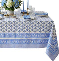 ATOSII Gulbahar Blue 100% Cotton Fall Rectangle Tablecloth, Handblock Print Floral Table Cloth for Kitchen Dining Linen I Thanksgiving Christmas Weddings Outdoors I 72 X 120 Inches I 10 Seater