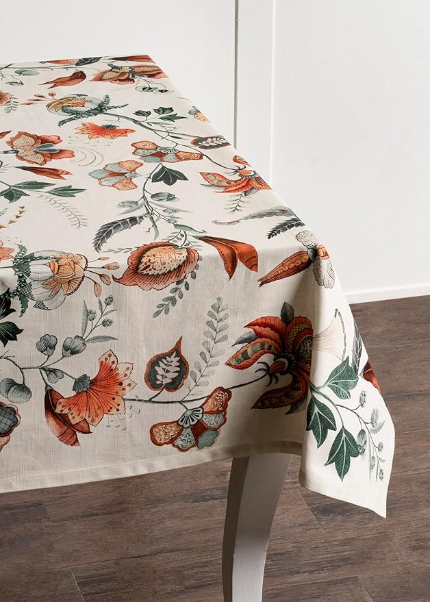 Maison d' Hermine Table Cloth Square Table 100% Cotton 60 x 60 Inches Fall Tablecloth Reusable Everyday Use for Thanksgiving Christmas Decorations Dining Farmhouse Party (Dalida)