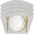 roddyricch Wedge Placemats for Round Tables, Set of 4 Non-Slip PVC Round Table Placemats - Heat Resistant & Wipe Clean Centerpiece Mats for Dining Kitchen Decor (Silver)