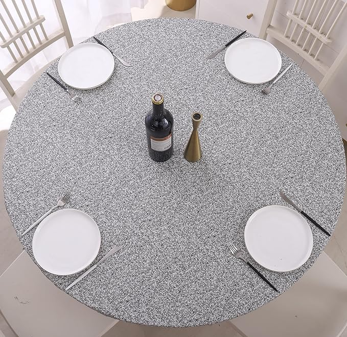 Walrus Round Vinyl Fitted Tablecloth with Flannel Backing Elastic Edge Design Table Cover Waterproof Oil-Proof PVC Table Cloth Stain-Resistant Best for 32"-36" Round