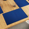 Encasa XO Dining Placemat Set of 6 | Solid Blue Color | Fine Ribbed Cotton Table mat | Size 19x13 in | Machine Washable