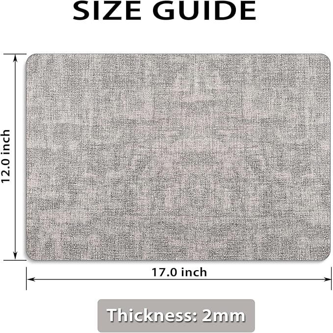 Placemats Set of 12 Washable, Heat Resistant Table Placemats Wipeable Faux Leather Place Mats Non Slip, Waterproof Square Table Mats for Indoor Outdoor, Light Grey