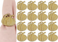 ALPHA Living HOME 12 Pcs Antique Gold Metal Napkin Rings Pumpkin Shape 1.5 Dia. Round Serviette Rings Fall Decor Thanksgiving, Wedding, Dinner Table Decoration Durable Serviette Holders