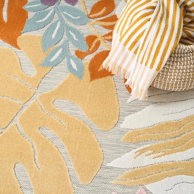 Nourison Home Suncoast Multicolor 4' x 6' Area Rug - Easy Clean, Non Shedding, Bed Room, Living Room, Dining Room, Kitchen (4' x 6')