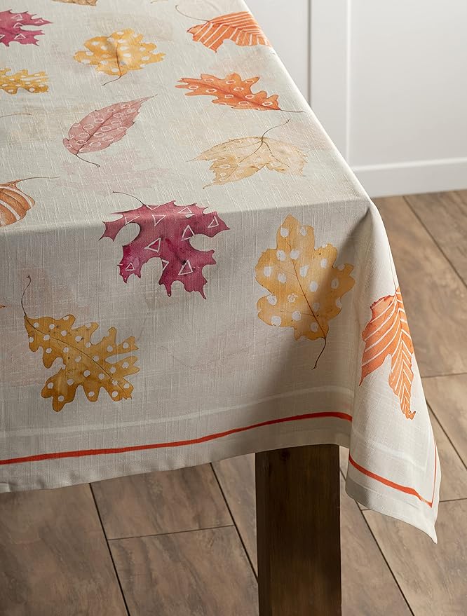 Maison d' Hermine Table Cloth Rectangle Table 100% Cotton 60 x 90 Inches Fall Tablecloth Reusable Everyday Use for Thanksgiving Christmas Decorations Dining Farmhouse Party (Colours of Autumn)