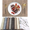 Leather Heat Resistant Placemats Set of 6 Waterproof Wipeable Washable PU Table Mats,Easy to Clean Anti-Slip Place Mats (Dark Brown, 6)