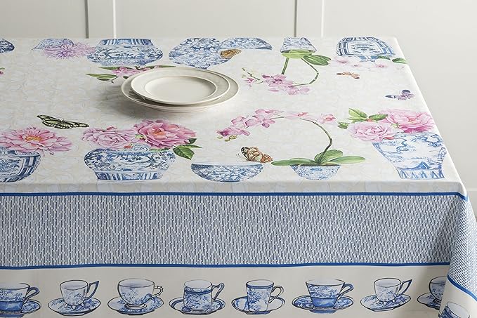 Maison d' Hermine Table Cloth Rectangle Table 100% Cotton 60 x 90 Inches Tablecloth Reusable Decorative for Dining Room Farmhouse Home Valentines Day Decorations Spring Summer - Canton