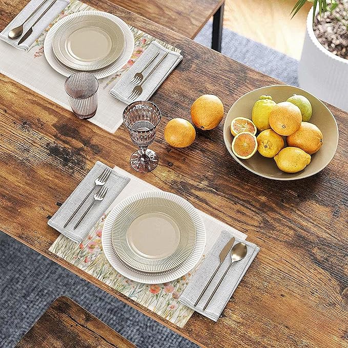 Placemats, Wild Flowers Herbs Botanical Placemats 12x18 Inch Waterproof Non-Slip Washable Table Mats for Kitchen Dining Party Table Decor,Set of 6